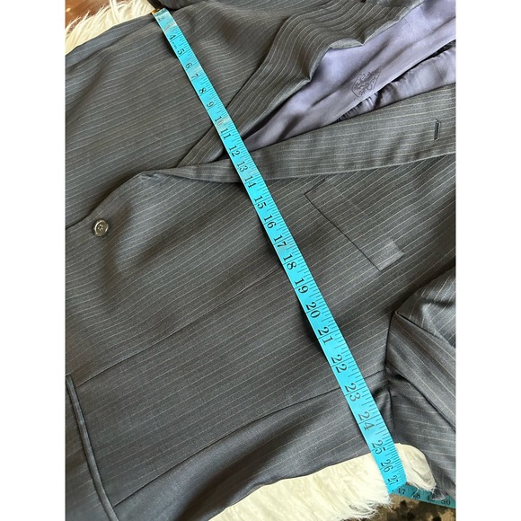 Brooks Brothers Men's Stripe Suit Jacket Wool Long Sleeve Navy Size 48R/W43 - Picture 14 of 16
